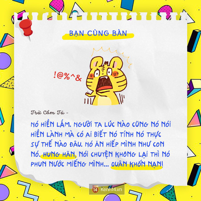 Chúng ta ai cũng có một đứa bạn cùng bàn hiền cứ như sư tử Hà Đông